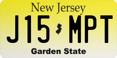 NJ license plate J15MPT