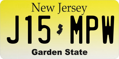 NJ license plate J15MPW
