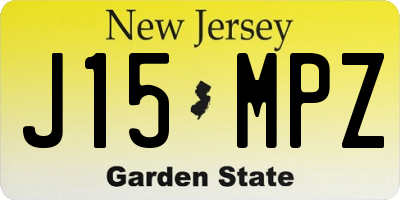 NJ license plate J15MPZ