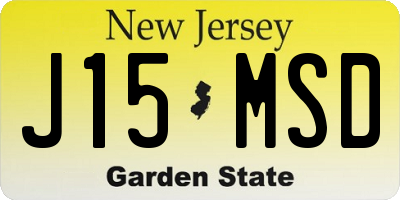 NJ license plate J15MSD