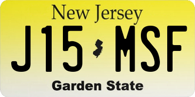 NJ license plate J15MSF