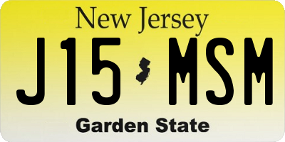 NJ license plate J15MSM