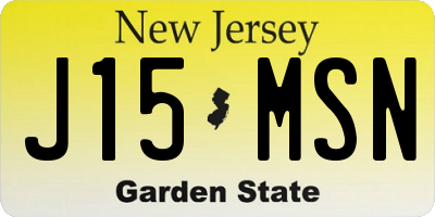 NJ license plate J15MSN