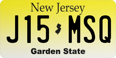 NJ license plate J15MSQ