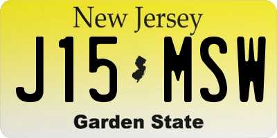 NJ license plate J15MSW