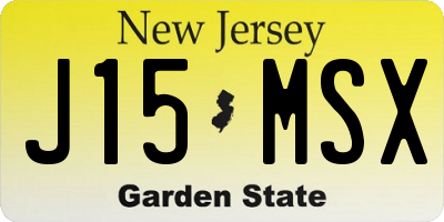 NJ license plate J15MSX