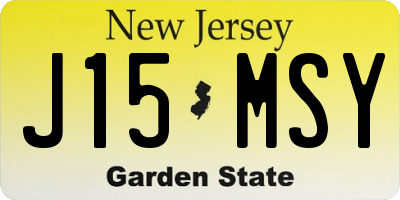 NJ license plate J15MSY