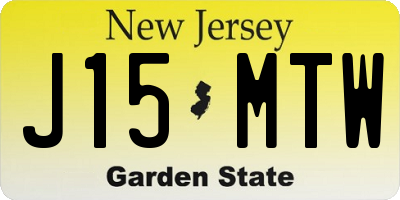 NJ license plate J15MTW