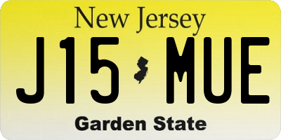 NJ license plate J15MUE