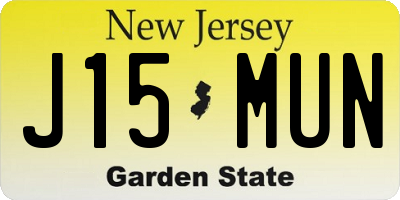 NJ license plate J15MUN