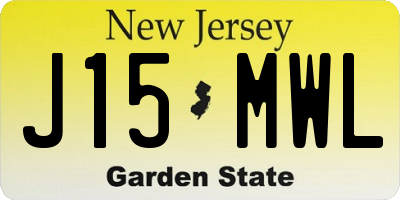 NJ license plate J15MWL