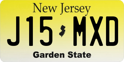 NJ license plate J15MXD