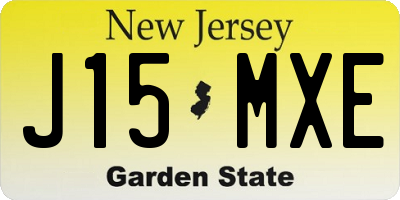 NJ license plate J15MXE