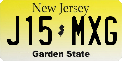 NJ license plate J15MXG