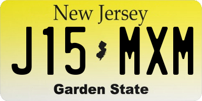 NJ license plate J15MXM