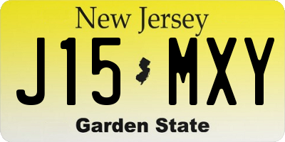 NJ license plate J15MXY