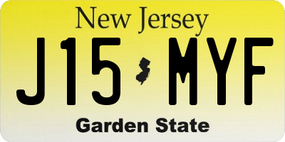 NJ license plate J15MYF