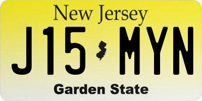 NJ license plate J15MYN