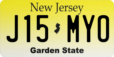 NJ license plate J15MYO