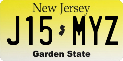 NJ license plate J15MYZ