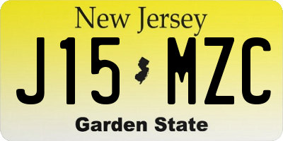 NJ license plate J15MZC