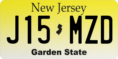 NJ license plate J15MZD