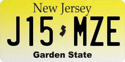 NJ license plate J15MZE