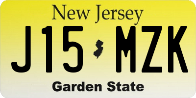 NJ license plate J15MZK