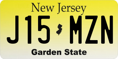 NJ license plate J15MZN
