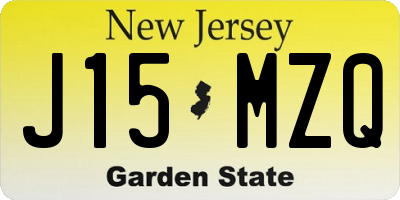 NJ license plate J15MZQ