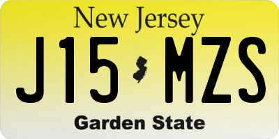 NJ license plate J15MZS