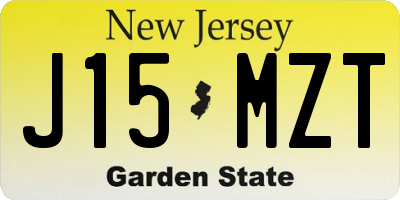NJ license plate J15MZT