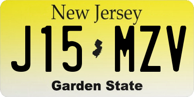 NJ license plate J15MZV