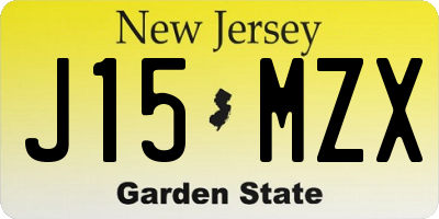 NJ license plate J15MZX