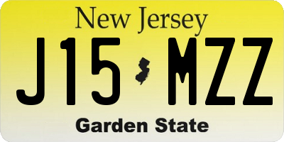 NJ license plate J15MZZ