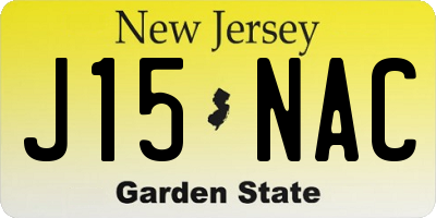 NJ license plate J15NAC