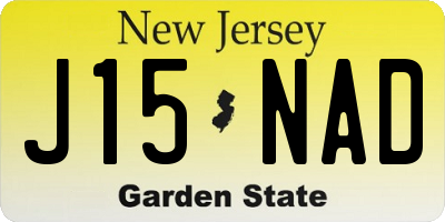 NJ license plate J15NAD