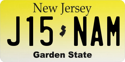 NJ license plate J15NAM