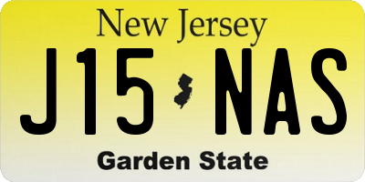 NJ license plate J15NAS