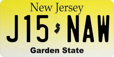 NJ license plate J15NAW
