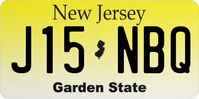 NJ license plate J15NBQ