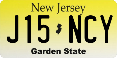NJ license plate J15NCY