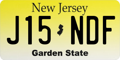 NJ license plate J15NDF