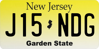 NJ license plate J15NDG