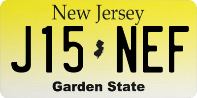 NJ license plate J15NEF