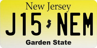NJ license plate J15NEM