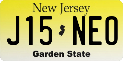 NJ license plate J15NEO