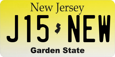 NJ license plate J15NEW