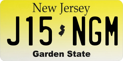 NJ license plate J15NGM