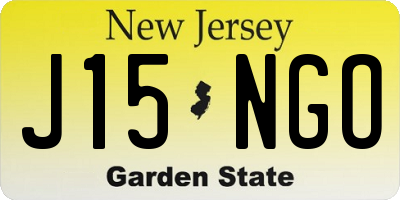 NJ license plate J15NGO